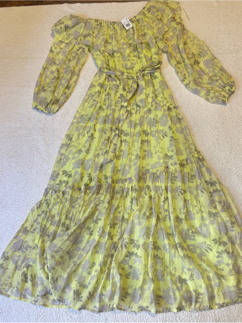 NWT ASTR the label Kaylani Floral Yellow Maxi Dress Off Shoulder Size Medium - Picture 4 of 13